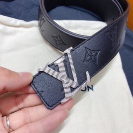 Lv Embossed Cowhide Silver Letter Buckle 40mm Belts