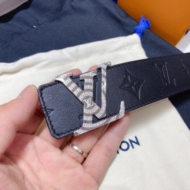 Lv Embossed Cowhide Silver Letter Buckle 40mm Belts