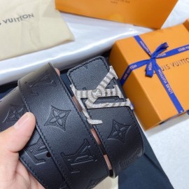 Lv Embossed Cowhide Silver Letter Buckle 40mm Belts