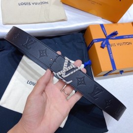 Lv Embossed Cowhide Silver Letter Buckle 40mm Belts