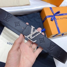 Lv Embossed Cowhide Silver Letter Buckle 40mm Belts