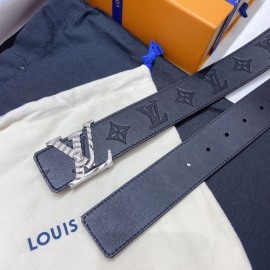 Lv Embossed Cowhide Silver Letter Buckle 40mm Belts