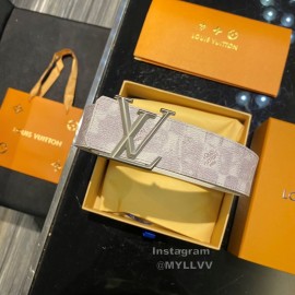 Lv White Printed Canvas Leather Gray Buckle 40mm Belt