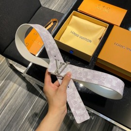 Lv White Printed Canvas Leather Gray Buckle 40mm Belt