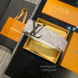 Lv White Printed Canvas Leather Gun Color Buckle 40mm Belt