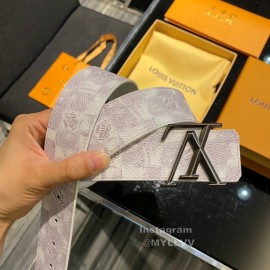 Lv White Printed Canvas Leather Gun Color Buckle 40mm Belt