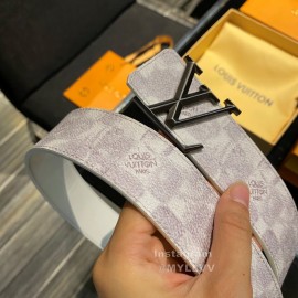 Lv White Printed Canvas Leather Gun Color Buckle 40mm Belt