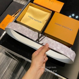 Lv White Printed Canvas Leather Gun Color Buckle 40mm Belt