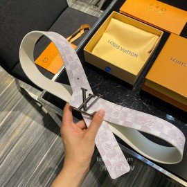 Lv White Printed Canvas Leather Gun Color Buckle 40mm Belt