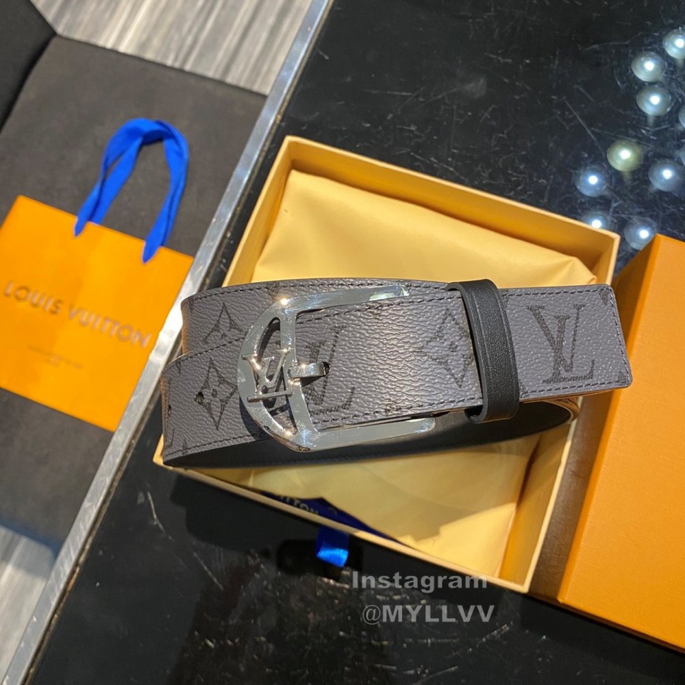 Lv Monogram Canvas Calf Leather Silver Pin Buckle 35mm Belts 