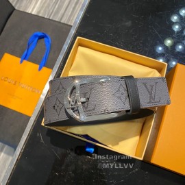 Lv Monogram Canvas Calf Leather Silver Pin Buckle 35mm Belts 