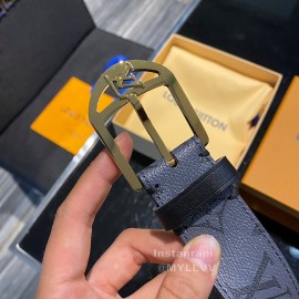 Lv Monogram Canvas Calf Leather Gold Pin Buckle 35mm Belts 