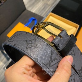 Lv Monogram Canvas Calf Leather Gold Pin Buckle 35mm Belts 