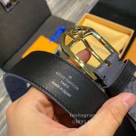 Lv Monogram Canvas Calf Leather Gold Pin Buckle 35mm Belts 