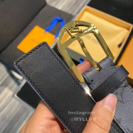 Lv Monogram Canvas Calf Leather Gold Pin Buckle 35mm Belts 