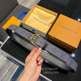 Lv Monogram Canvas Calf Leather Gold Pin Buckle 35mm Belts 
