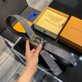 Lv Monogram Canvas Calf Leather Gold Pin Buckle 35mm Belts 