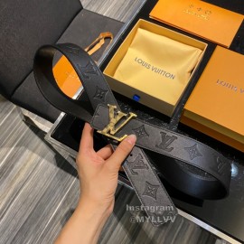 Lv Embossed Monogram Calf Leather Gold Letter Buckle 40mm Belts 