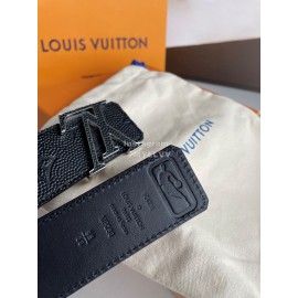 Lv New Embossed Monogram Calf Leather Letter Buckle 40mm Belts Black