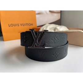 Lv New Embossed Monogram Calf Leather Letter Buckle 40mm Belts Black