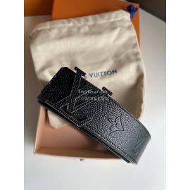 Lv New Embossed Monogram Calf Leather Letter Buckle 40mm Belts Black