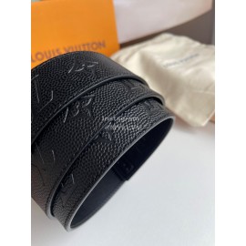 Lv New Embossed Monogram Calf Leather Letter Buckle 40mm Belts Black