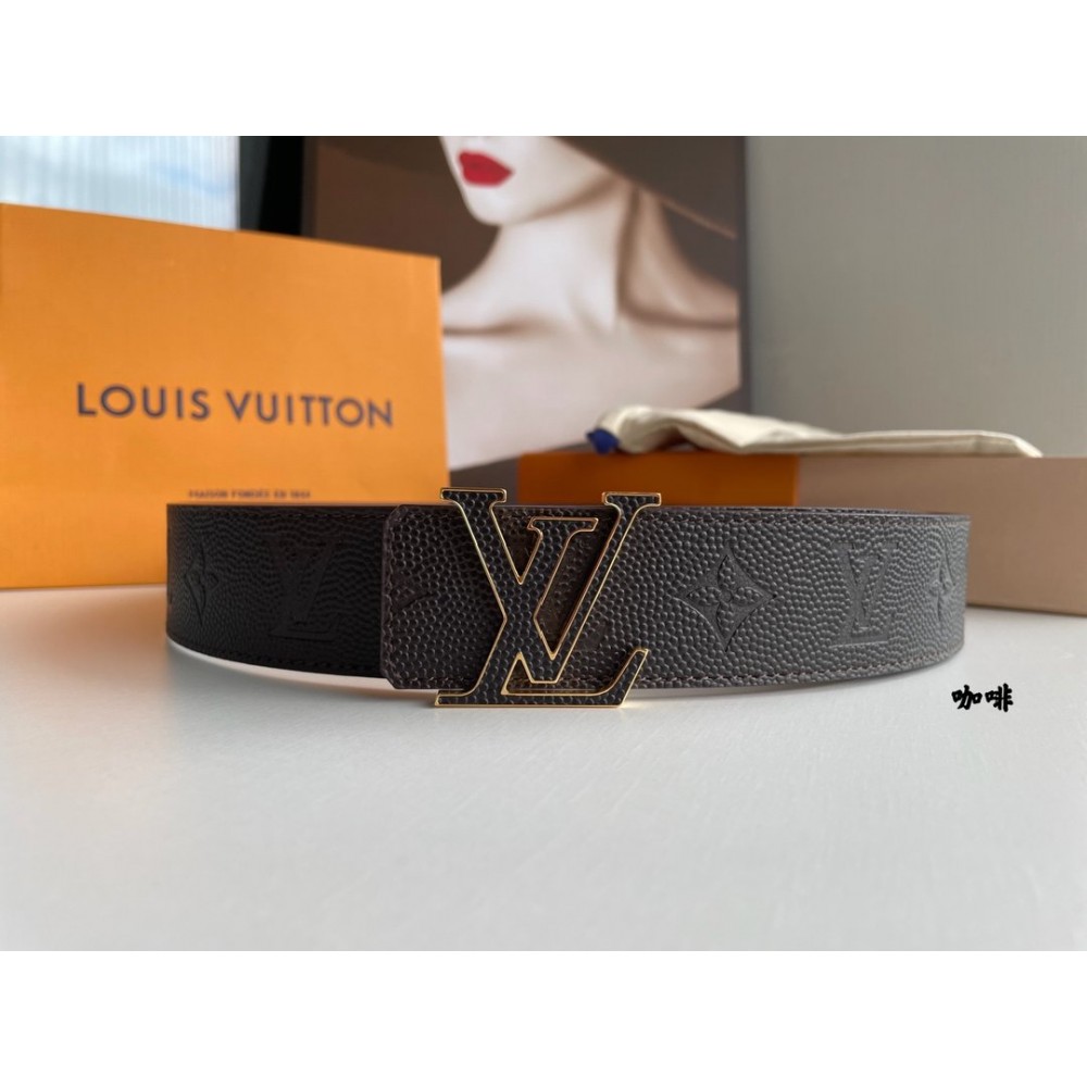 Lv New Embossed Monogram Calf Leather Letter Buckle 40mm Belts 