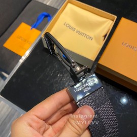 Lv Damier Canvas Calf Leather Gun Color Pin Buckle 40mm Belts 