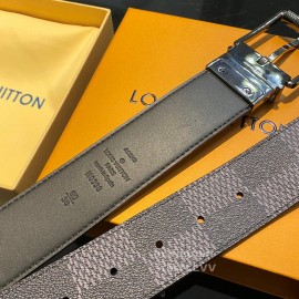 Lv Damier Canvas Calf Leather Gun Color Pin Buckle 40mm Belts 