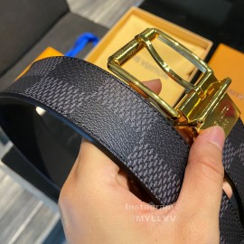 Lv Damier Canvas Calf Leather Gold Pin Buckle 40mm Belts 