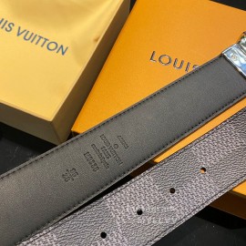 Lv Damier Canvas Calf Leather Silver Pin Buckle 40mm Belts 