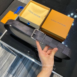 Lv Damier Canvas Calf Leather Silver Pin Buckle 40mm Belts 