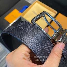 Lv Damier Canvas Calf Leather Silver Pin Buckle 40mm Belts 