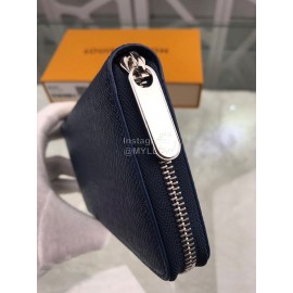 Louis Vuitton Cross Pattern Cowhide Zipper Around Long Wallets Blue M32822