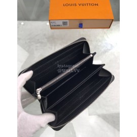 Louis Vuitton Cross Pattern Cowhide Zipper Around Long Wallets Black M32822