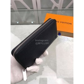 Louis Vuitton Cross Pattern Cowhide Zipper Around Long Wallets Black M32822