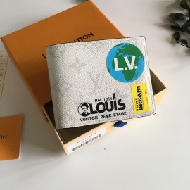 Louis Vuitton Multiple Classic Old Flower Badge Short Wallets White M67819