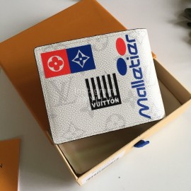 Louis Vuitton Multiple Classic Old Flower Badge Short Wallets White M67819