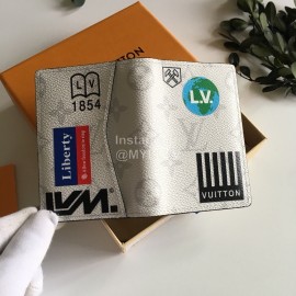 Louis Vuitton Multiple Classic Old Flower Badge Vertical Short Wallets White M67817