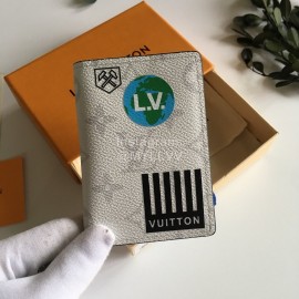 Louis Vuitton Multiple Classic Old Flower Badge Vertical Short Wallets White M67817