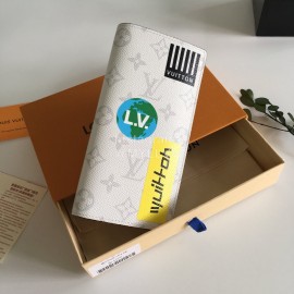 Louis Vuitton Brazza Silk Screen Long Wallets White M67823