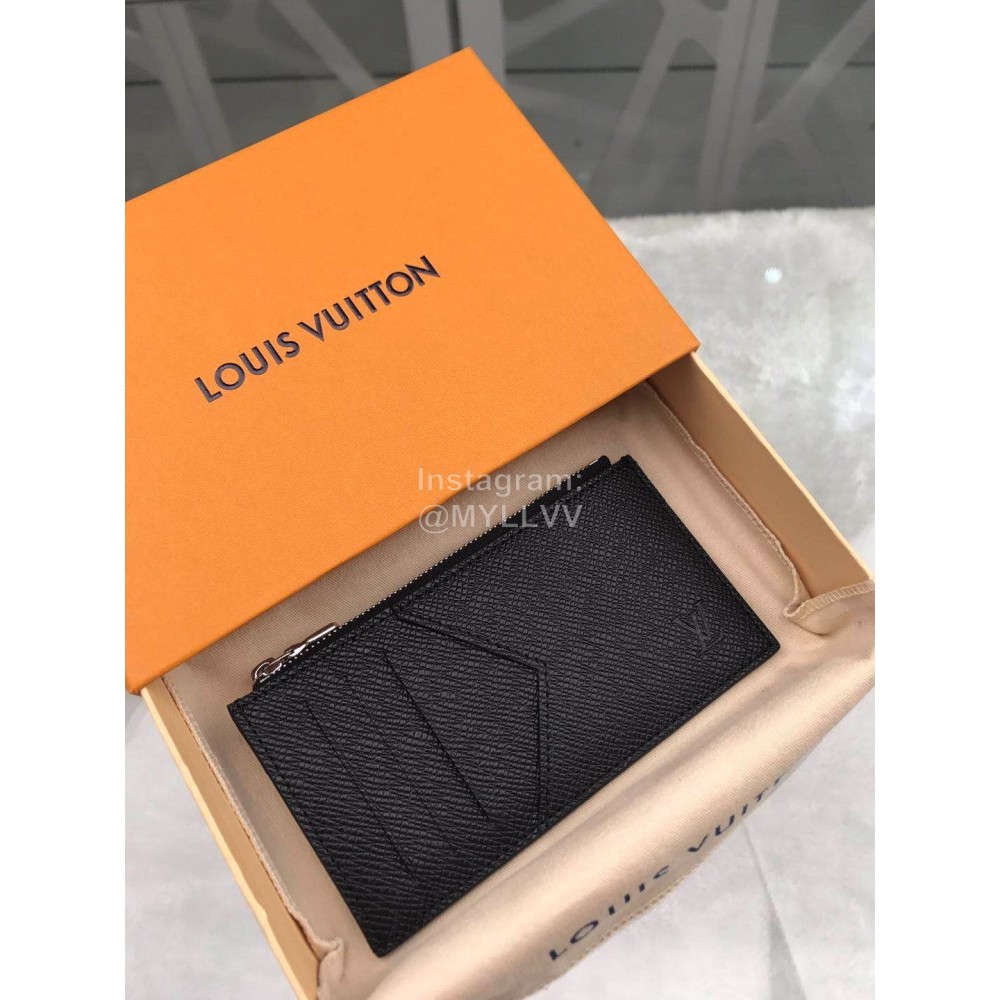 Louis Vuitton Coin Leather Cross Pattern Long Card Cases Black M62914