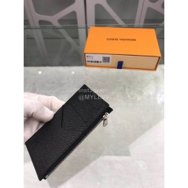 Louis Vuitton Coin Leather Cross Pattern Long Card Cases Black M62914
