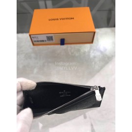 Louis Vuitton Coin Leather Cross Pattern Long Card Cases Black M62914