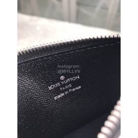 Louis Vuitton Coin Leather Cross Pattern Long Card Cases Black M62914