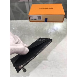 Louis Vuitton Coin Leather Cross Pattern Long Card Cases Black M62914