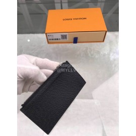 Louis Vuitton Coin Leather Cross Pattern Long Card Cases Black M62914