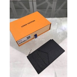 Louis Vuitton Coin Leather Cross Pattern Long Card Cases Black M62914