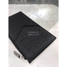 Louis Vuitton Coin Leather Cross Pattern Long Card Cases Black M62914