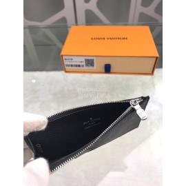 Louis Vuitton Coin Leather Classic Old Flower Long Card Cases Black M64038